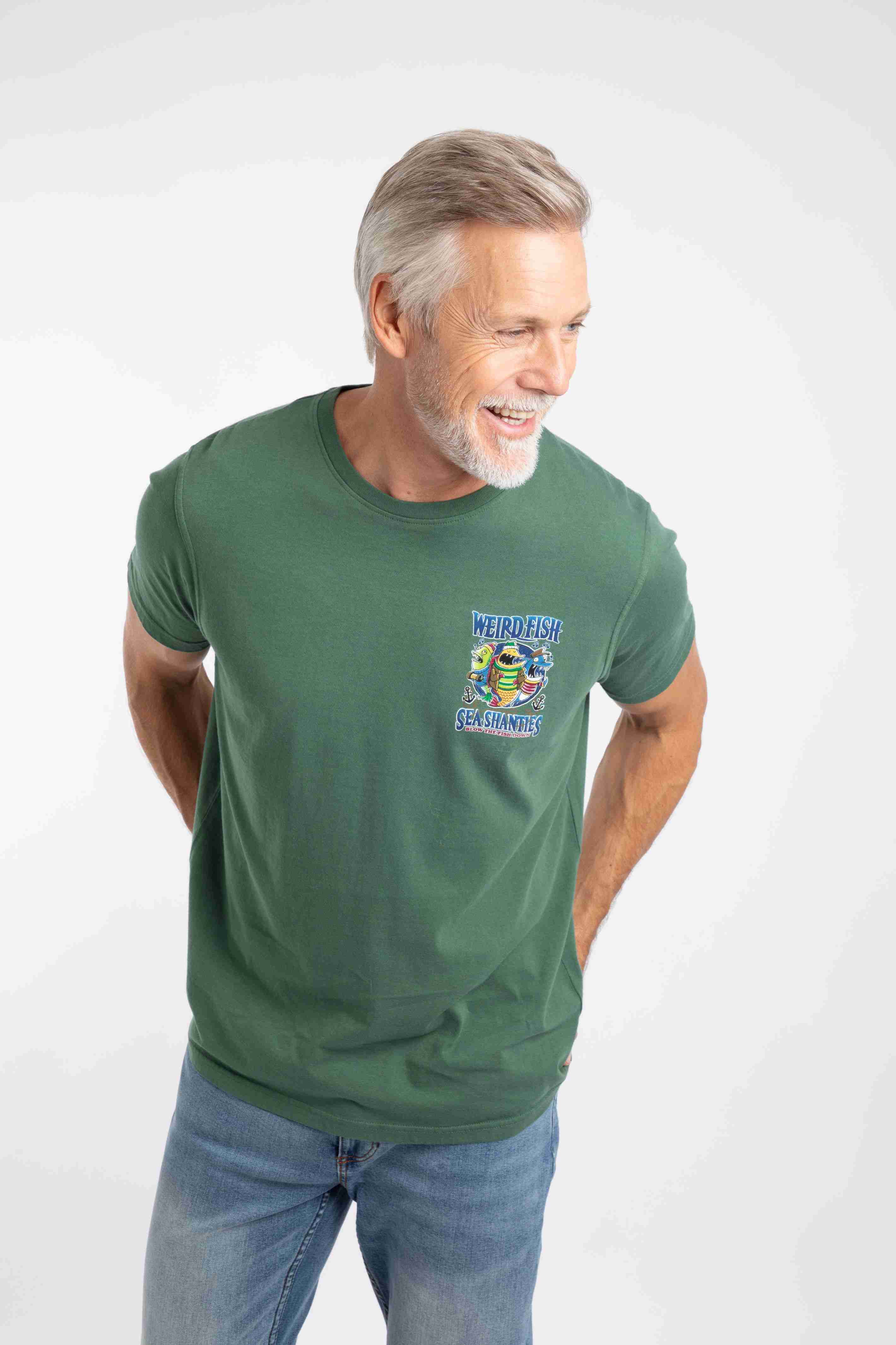 Sea Shanties Back Print Artist T-Shirt Dusky Green