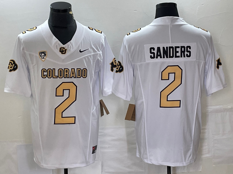 Men's None White 2023 high quality Shedeur Sanders #2 performance