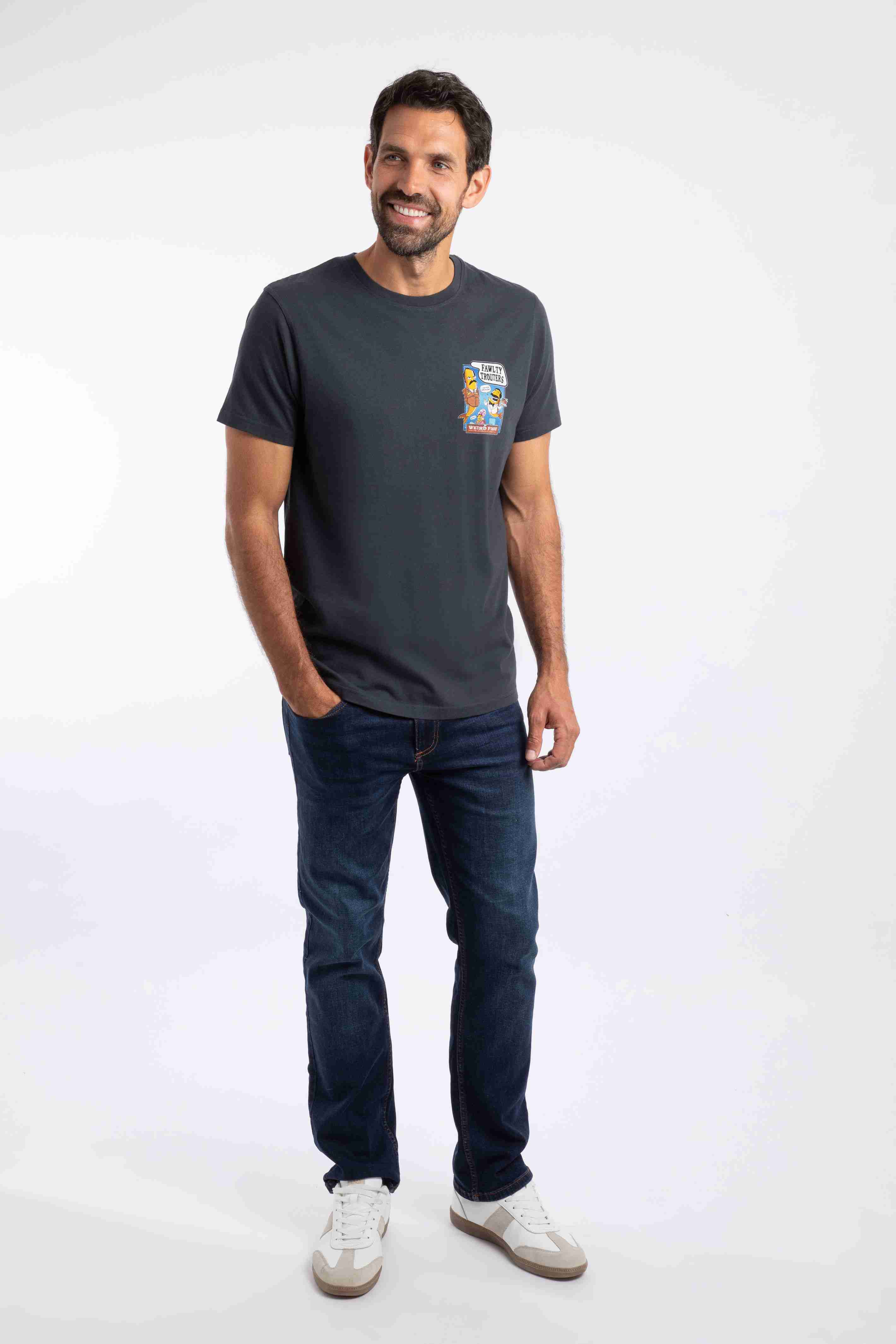 Fawlty Trouters Back Print Artist T-Shirt Navy