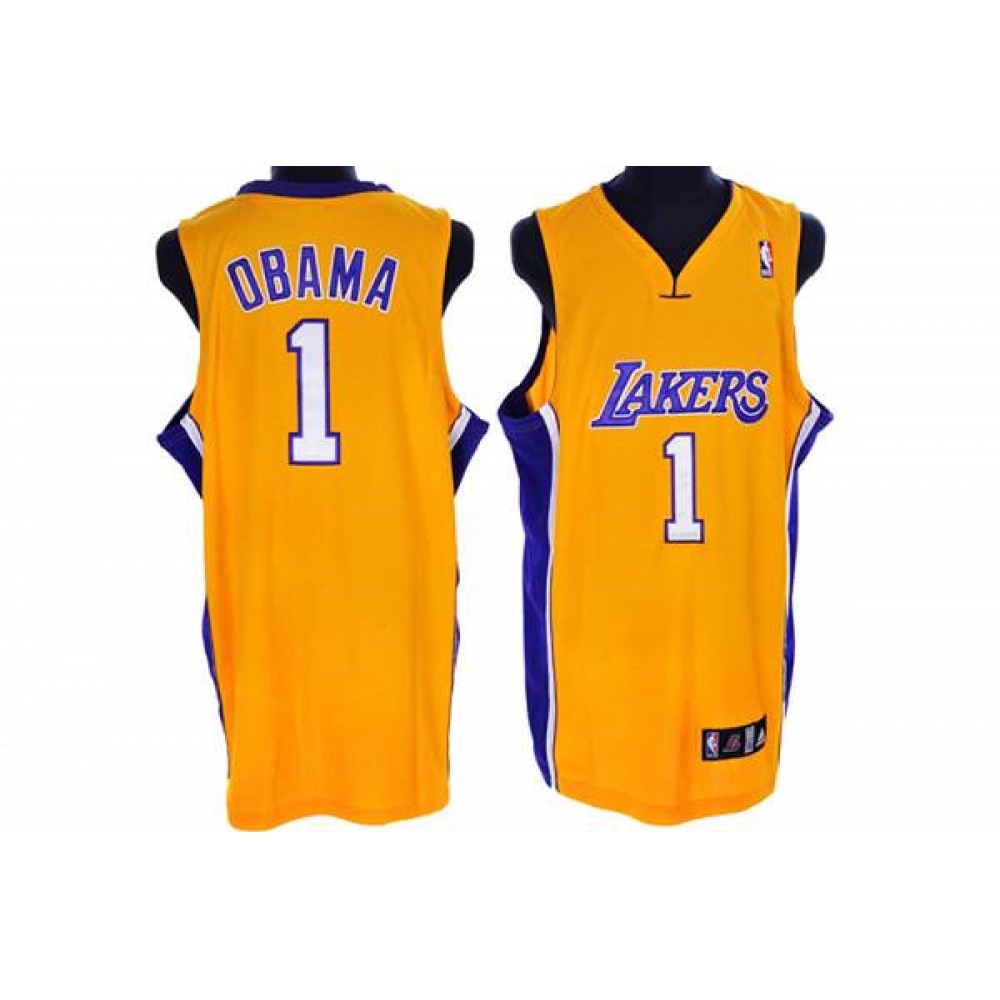 Game Day Elite Men's Lakers #1 President Yellow Basketball Jersey