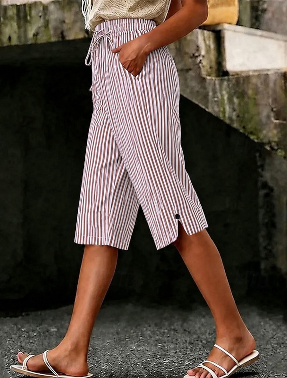 Women's Capri Pants Vacation Basic Calf-Length High Waist Comfortable Inelastic Daily Wear Black White Dark navy Light Blue Summer Spring Regular Fit