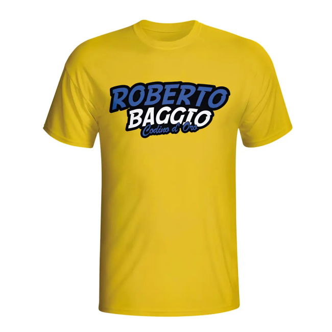 Roberto Baggio Comic Book T-Shirt (Yellow) Premium Euro