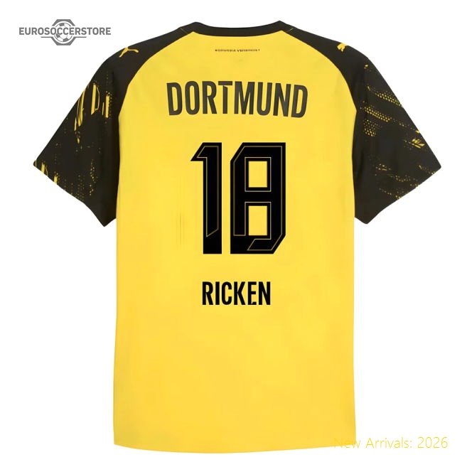 Supporter 2025-2026 Borussia Dortmund Authentic Home Shirt (Ricken 18)