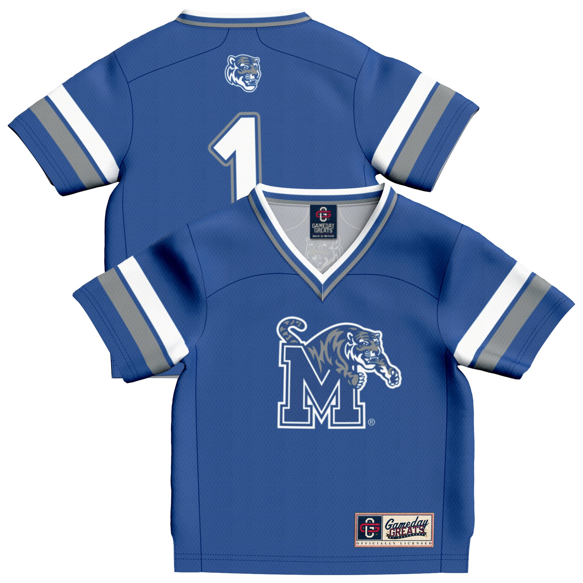#1 Memphis Tigers GameDay Greats Toddler Lightweight Collegiate Football Fashion Jersey - Royal