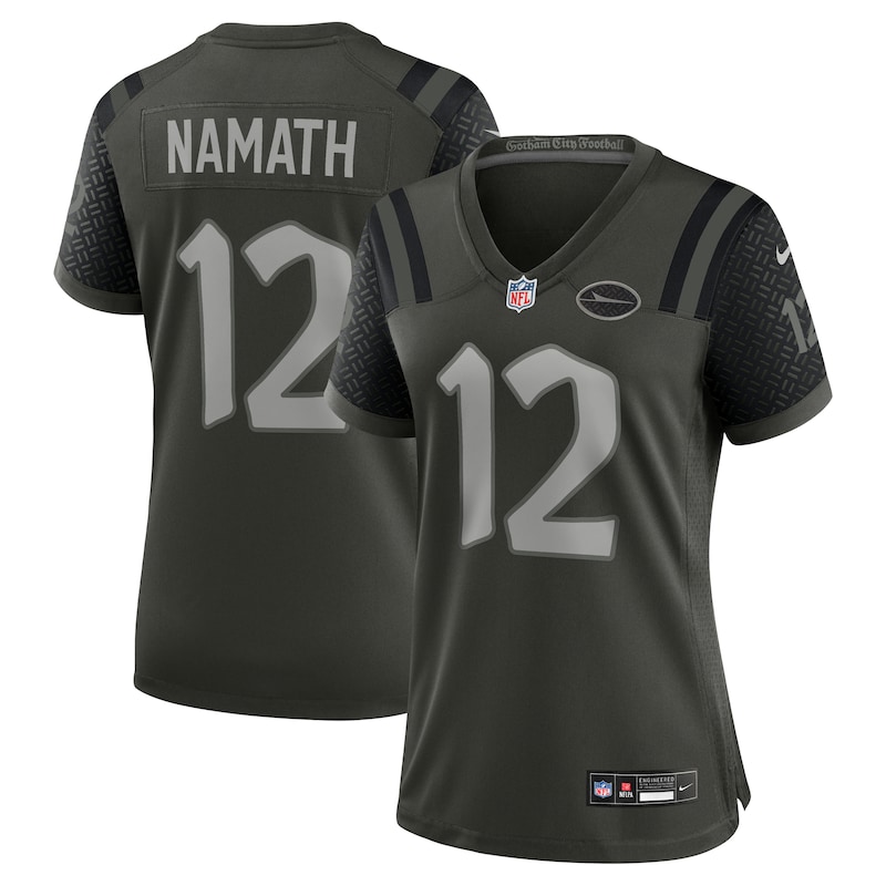 None Joe Namath New York Jets Powerful Authentic Jersey Game Day Wear