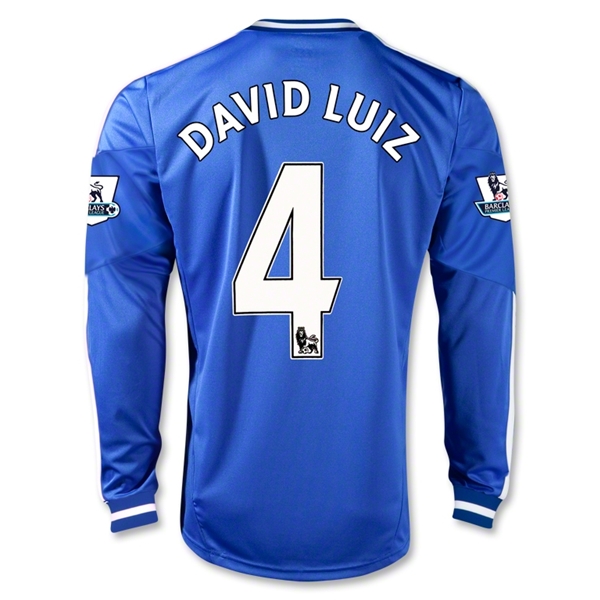13-14 Chelsea 4 DAVID LUIZ Home Long Sleeve Jersey Shirt - Official