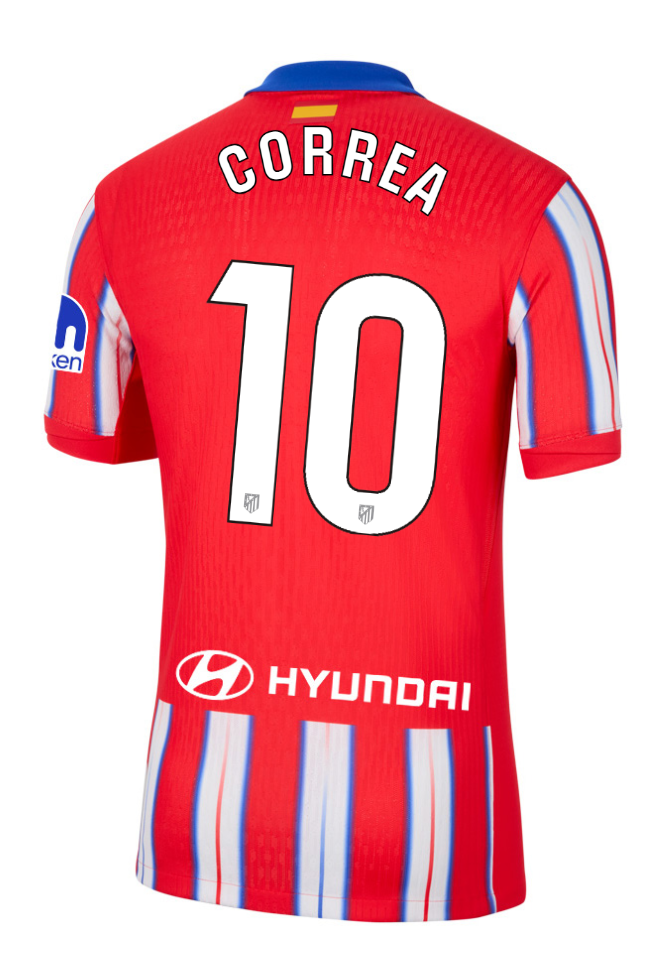 Atletico Madrid's 2024-25 Laliga Home Jersey featuring CORREA with the number 10.