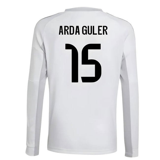 2025-2026 Real Madrid Long Sleeve Home Shirt (Kids) (Arda Guler 15)...