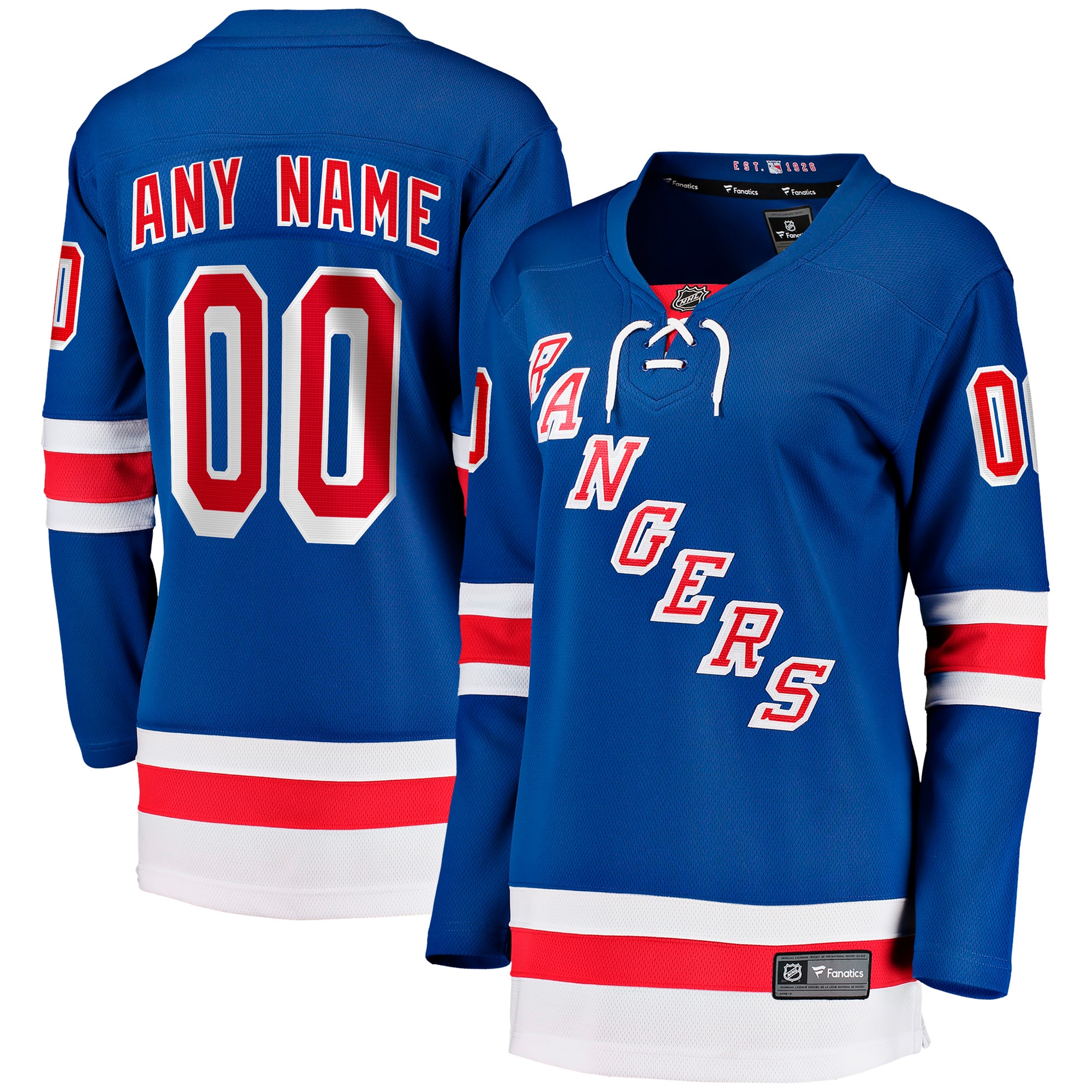 [SJH] Youth New York Rangers Women's Home Breakaway Custom Jersey - Blue