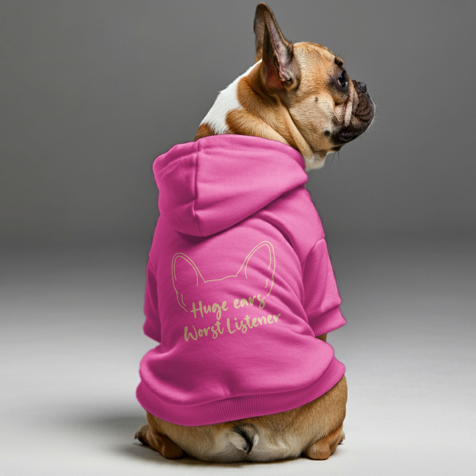 Stylish Huge Ears - Personalized French Bulldog Hoodies With Funny Qu...