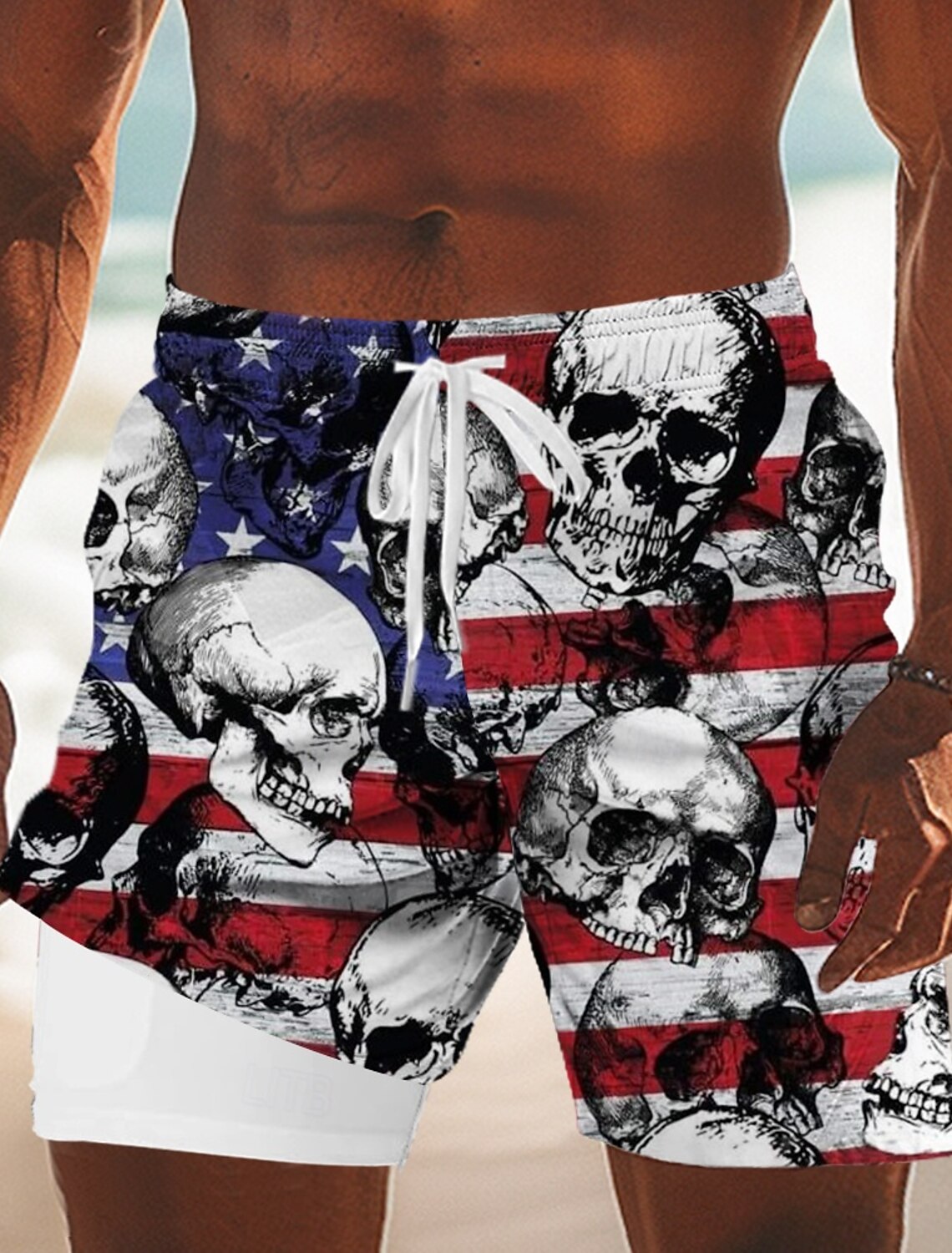 Independence Day Men's 4th of July U.S. 250th Anniversary US Flag Patriotic Lined Shorts 2 in 1 Board Shorts Swim Trunks Mid Waist Holiday Side Pockets With Compression Liner Elastic Drawstring Waist