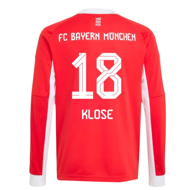 2025-2026 Home Shirt by Bayern Munich Long Sleeve (Kids