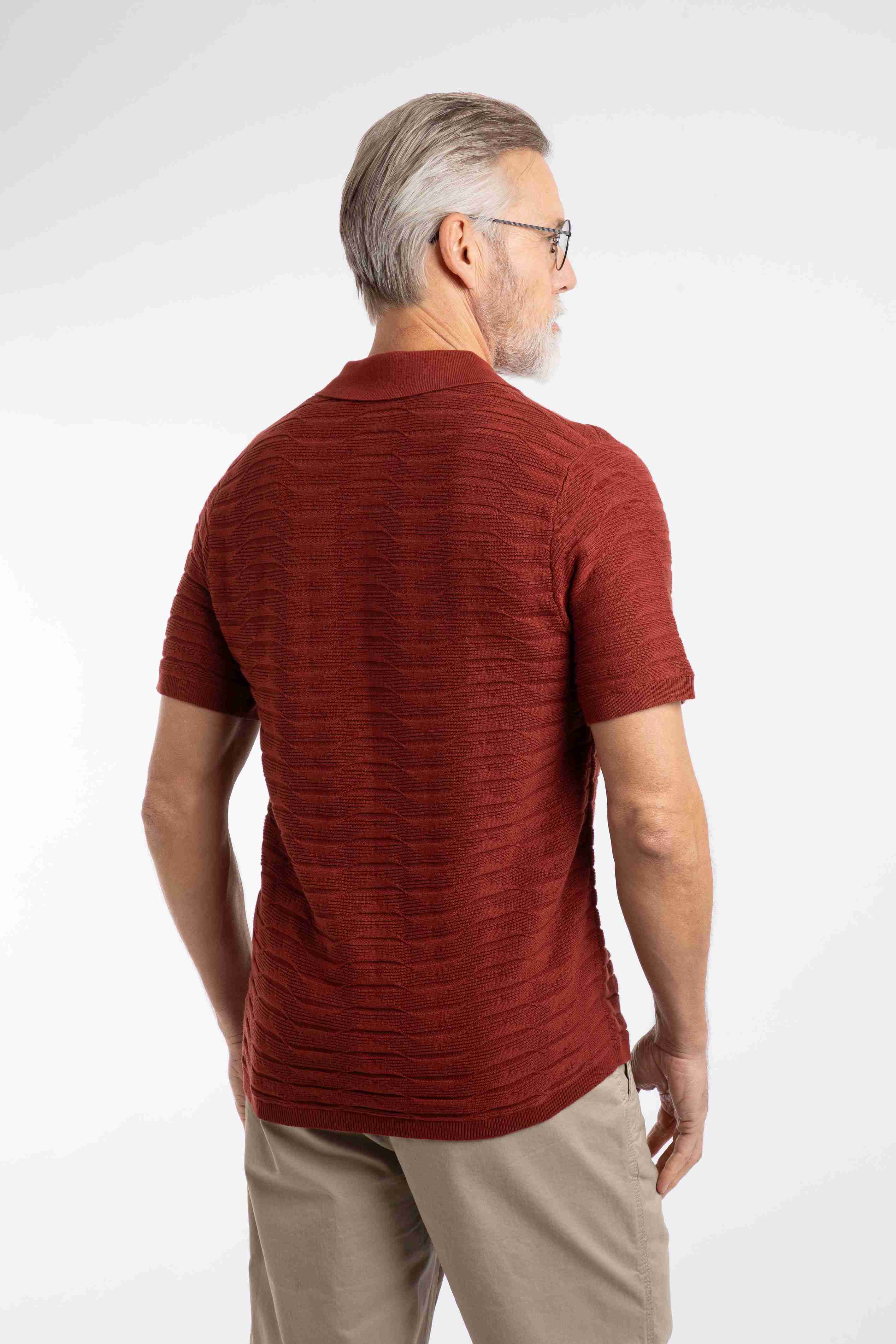 Emmet Trophy Neck Knitted Polo Shirt Coconut Shell