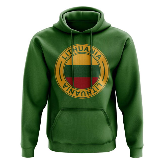 Lithuania Football Badge Hoodie (Green) Euro Holland Worldcup