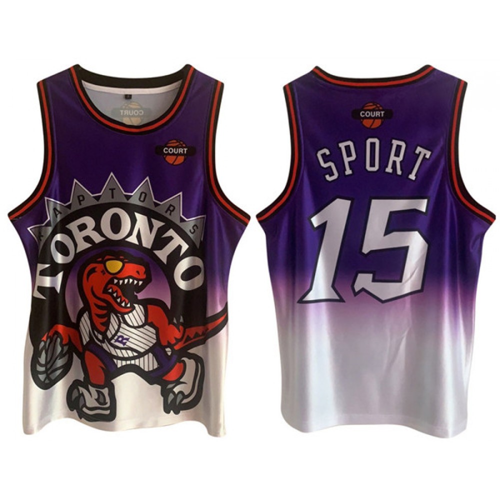 Men's Toronto Raptors #15 Vince Carter Purple/White Print Basketball Jersey