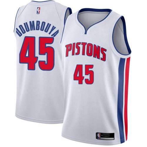 Nike Detroit Pistons #45 Sekou Doumbouya White NBA Swingman Association Edition Jersey Mens