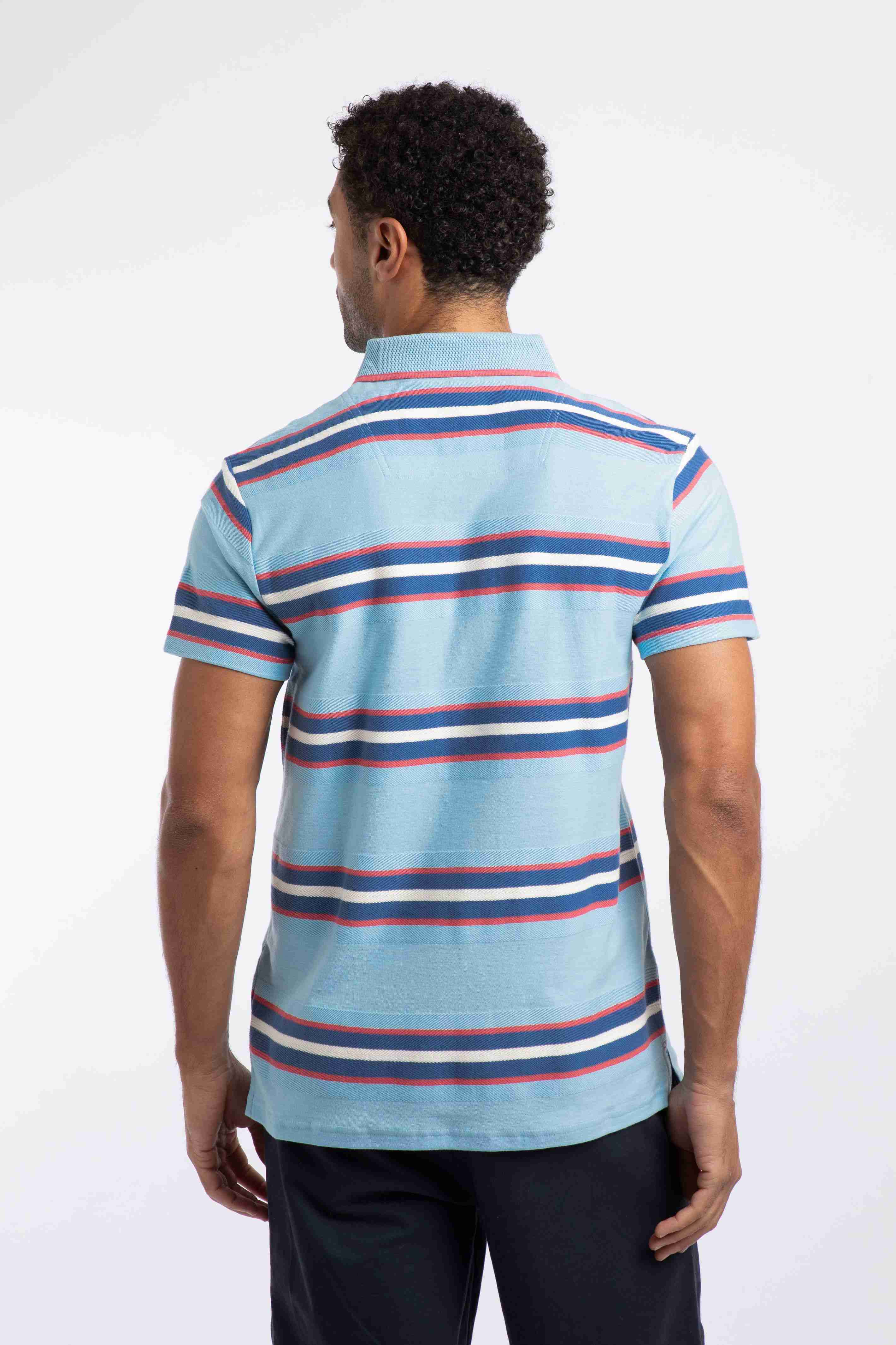 Dent Block Stripe Polo Shirt Skyway