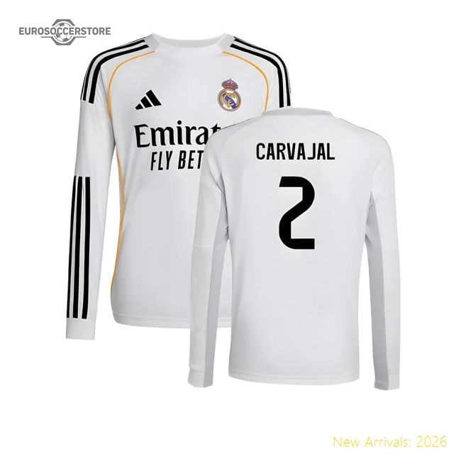 Match-Day 2025-2026 Real Madrid Long Sleeve Home Shirt (Kids) (Carvajal