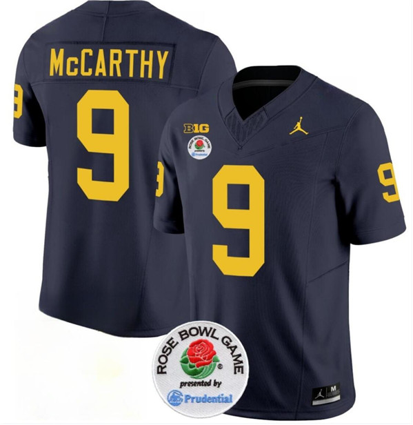 Men's UM Wolverines Blue 2023 high quality None #9 official Jersey