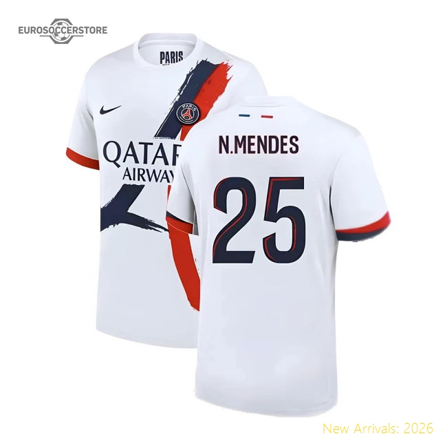 2024-2025 Psg Away Shirt (N.Mendes 25) Ligue 1 Training Wear