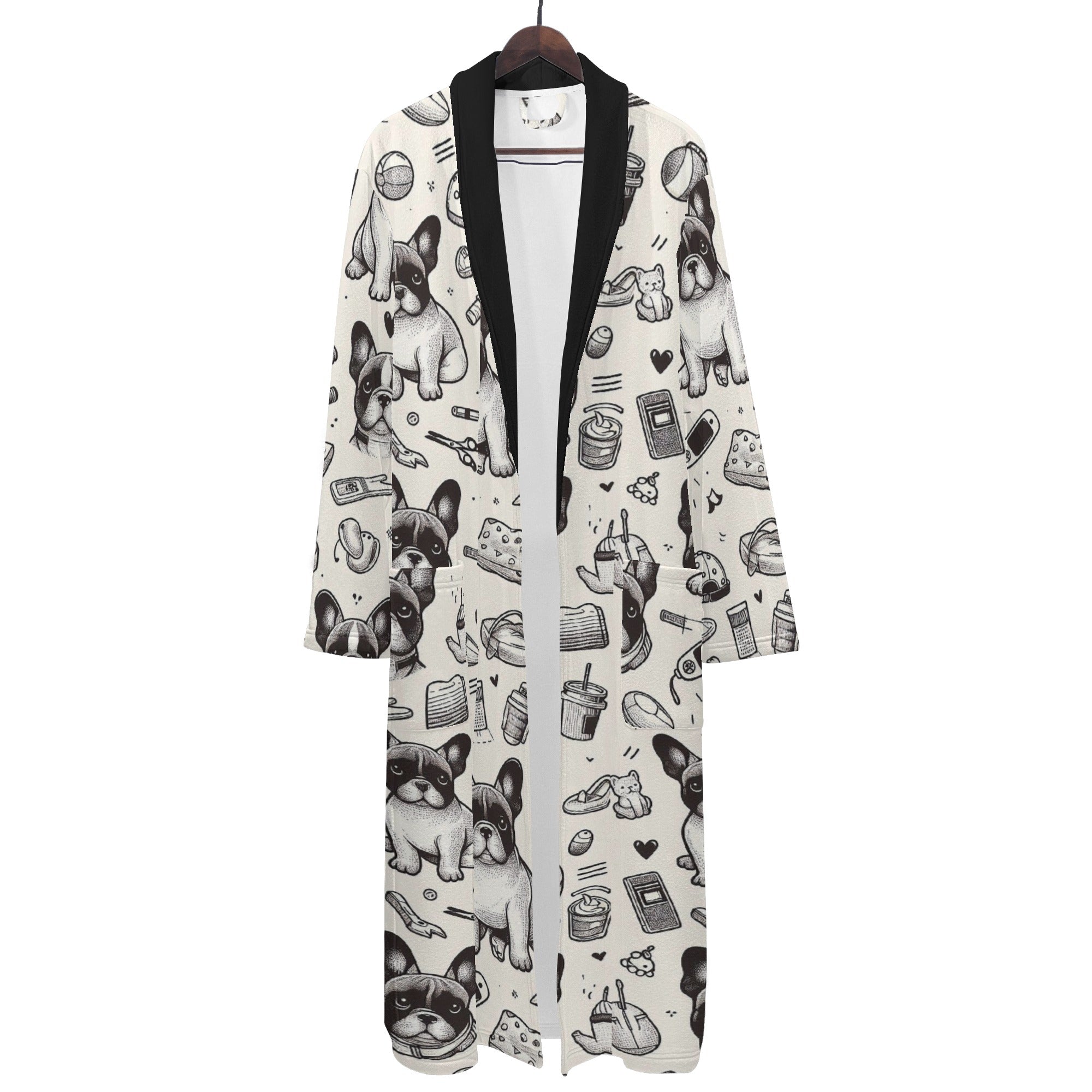 Fashion-Forward Cozy Buddy - Men Bathrobe for French Bulldog Lovers