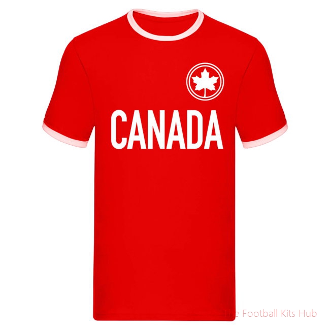 Canada Logo & Text Ringer Tee (Red)