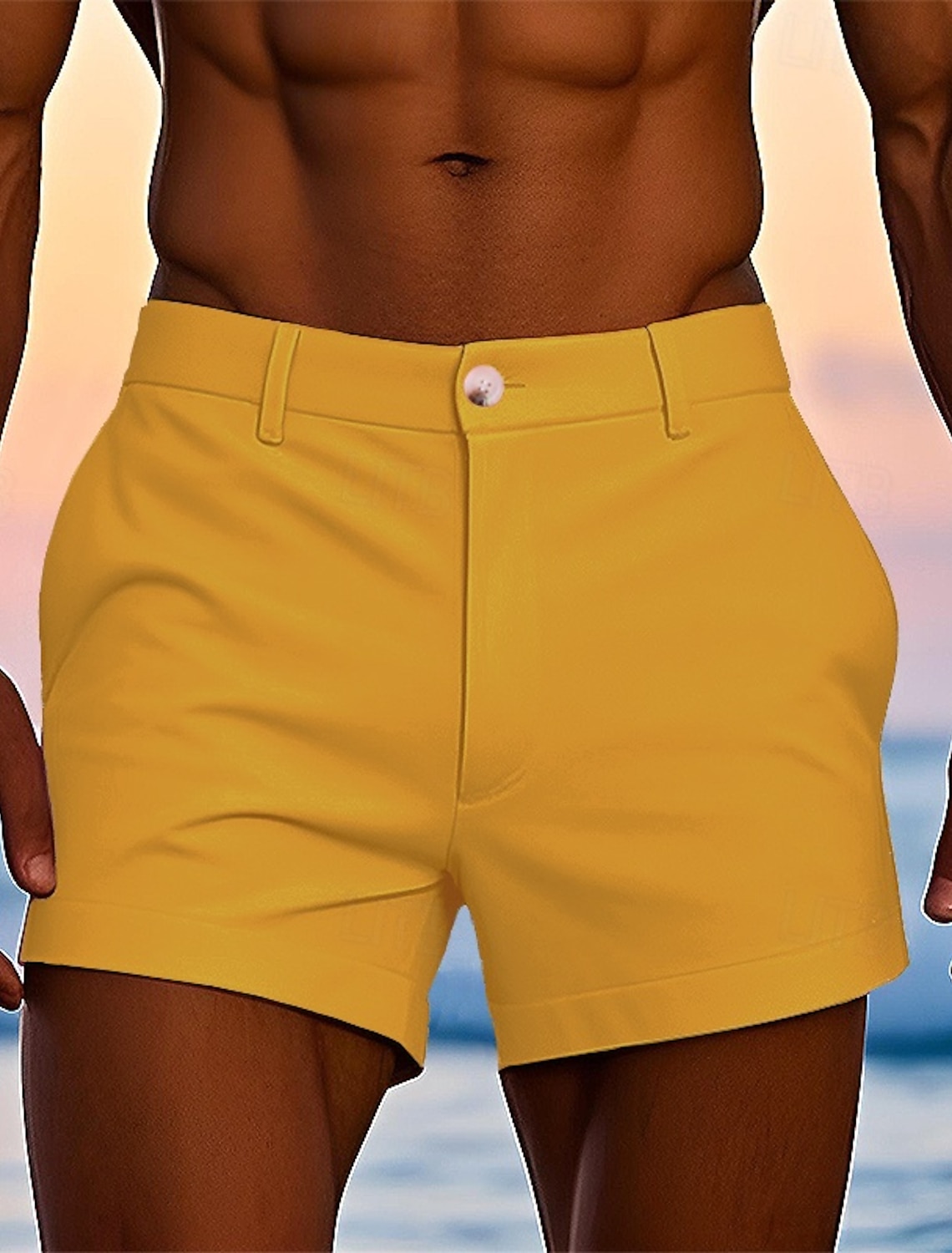 Men's Dress Shorts Work Shorts Golf Shorts Pocket Plain Comfort Breathable Short Outdoor Business Sports Casual White Yellow