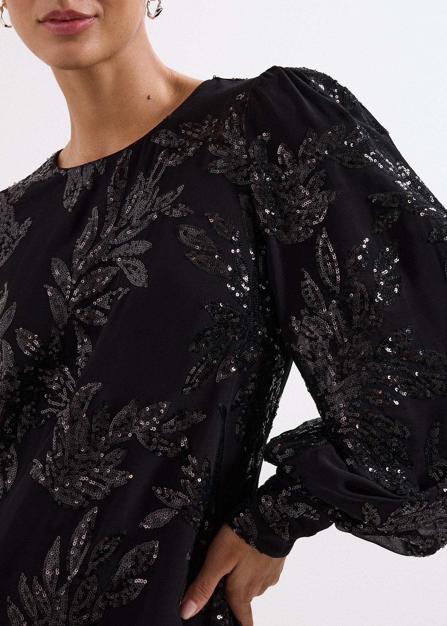 Odette Black Sequin Mini Dress