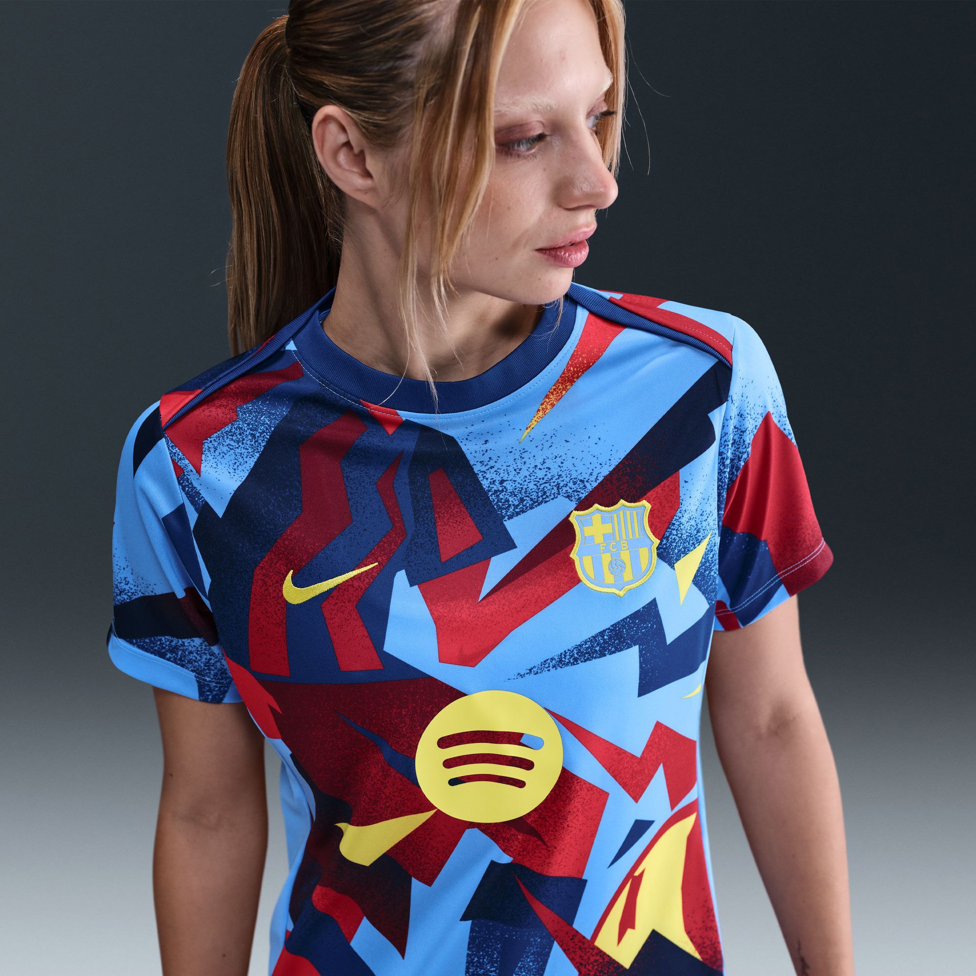 [SJH] Barcelona Women's 2025/26 Academy Pro Pre-Match Performance Dri-FIT Jersey Top - Blue