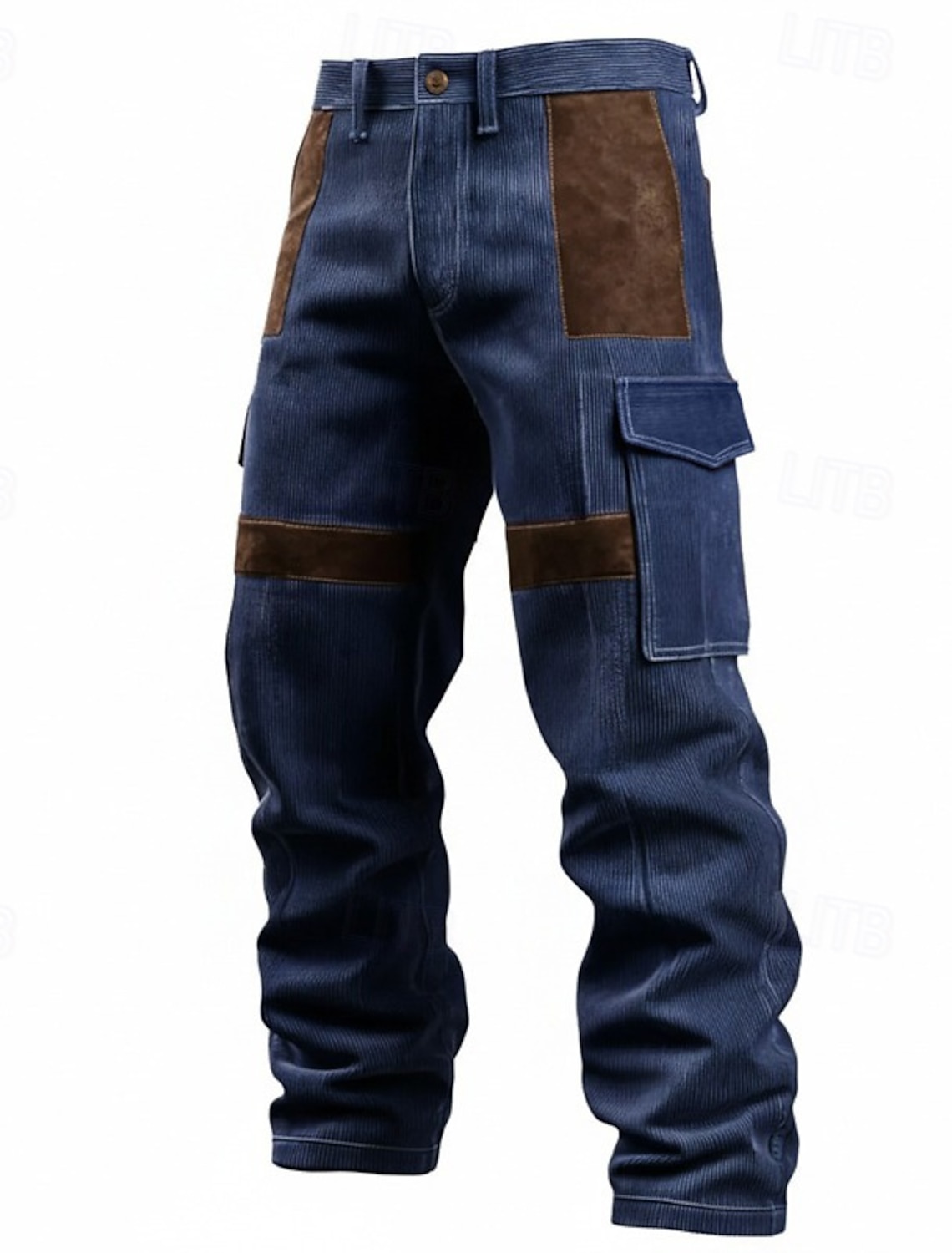 Men's Cargo Pants Trousers Corduroy Work Suede Patchwork Multi Pocket