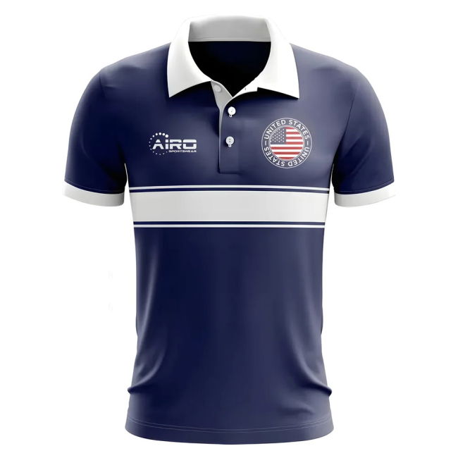 USA Concept Stripe Polo Shirt (Navy)