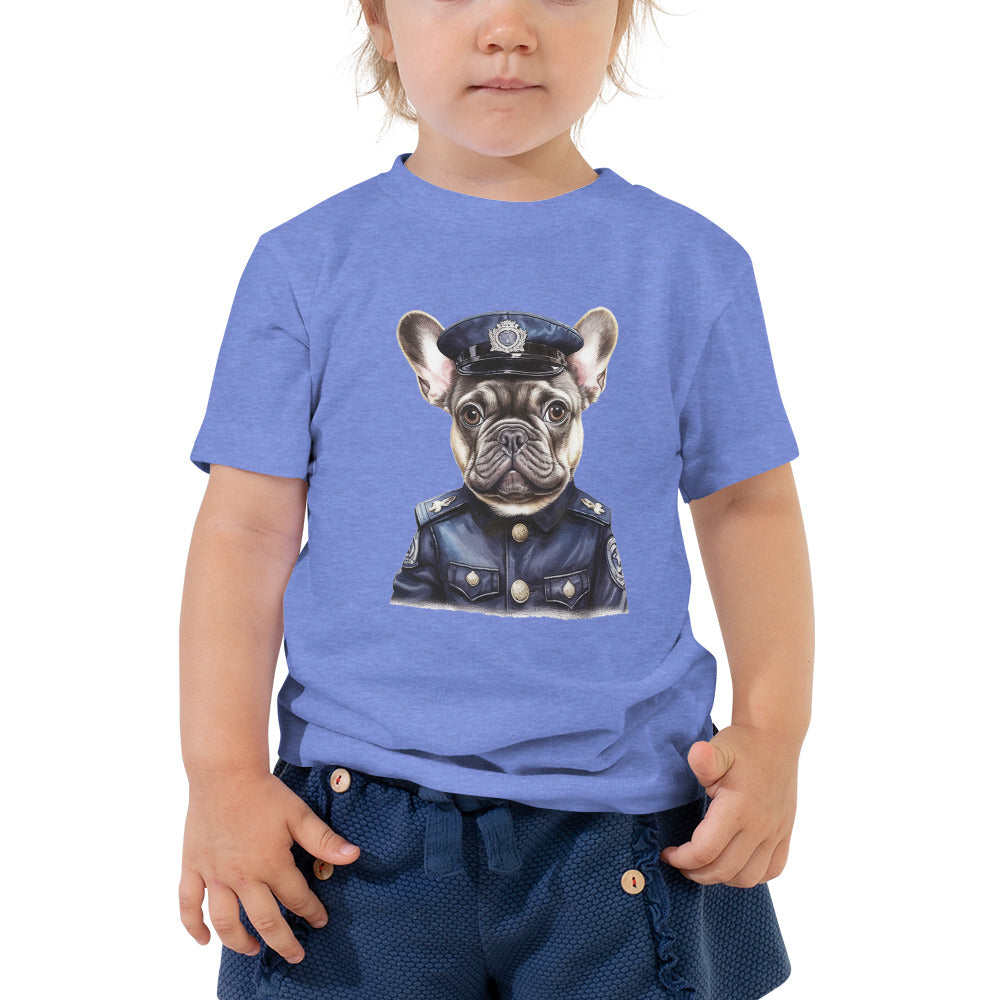 French Bulldog Policeman Frenchie Toddler Staple Tee Courageous And