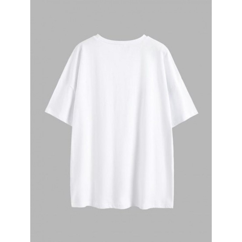 Halloween Skeleton Hand Print Drop Shoulder T Shirt LU1974