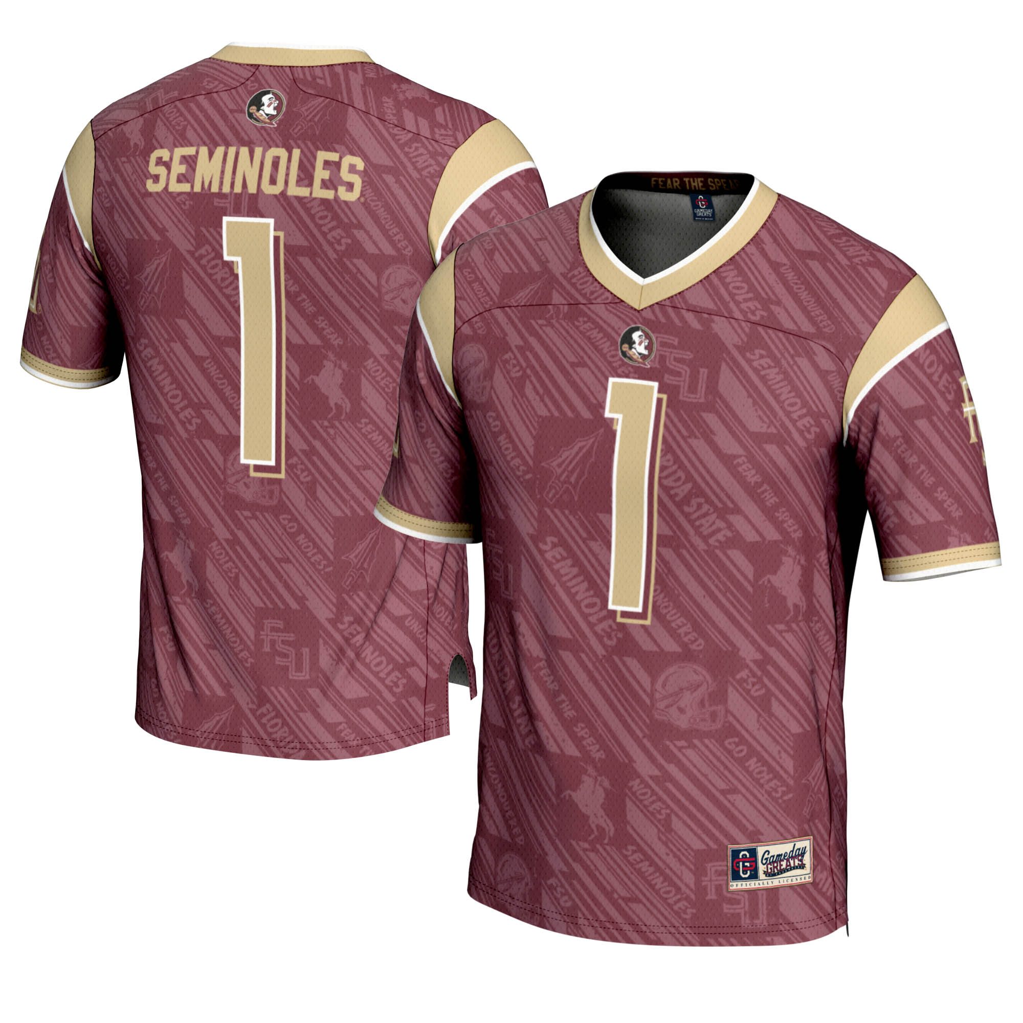 [DDG] Florida State Seminoles GameDay Greats Youth Highlight Print Football Fashion Jersey - Garnet