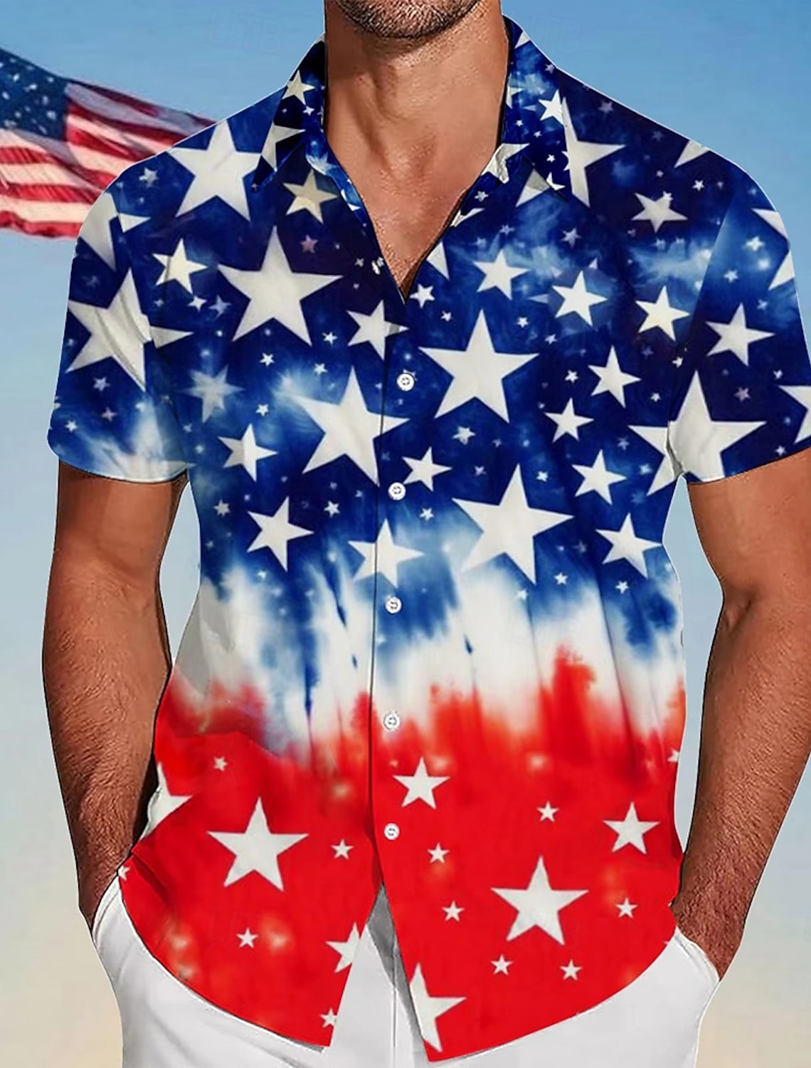 Independence Day Men's American US Flag We The People Patriotic Shirt Summer Shirt Button Up Shirt Short Sleeve Fashion Casual Holiday Summer Spring Turndown 3D Print
