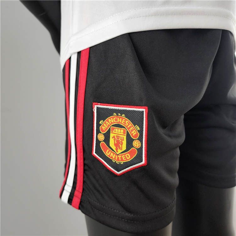 Kids Manchester United 2223 Away White Soccer Kit ShirtShorts -