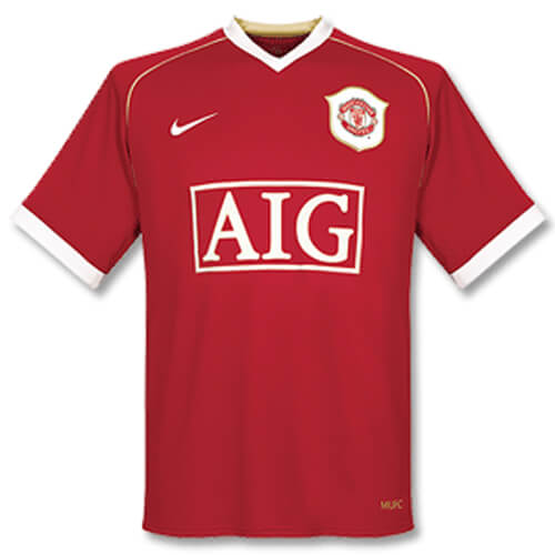 06-07 MANCHESTER UNITED HOME RED RETRO SOCCER JERSEY SHIRT - Official