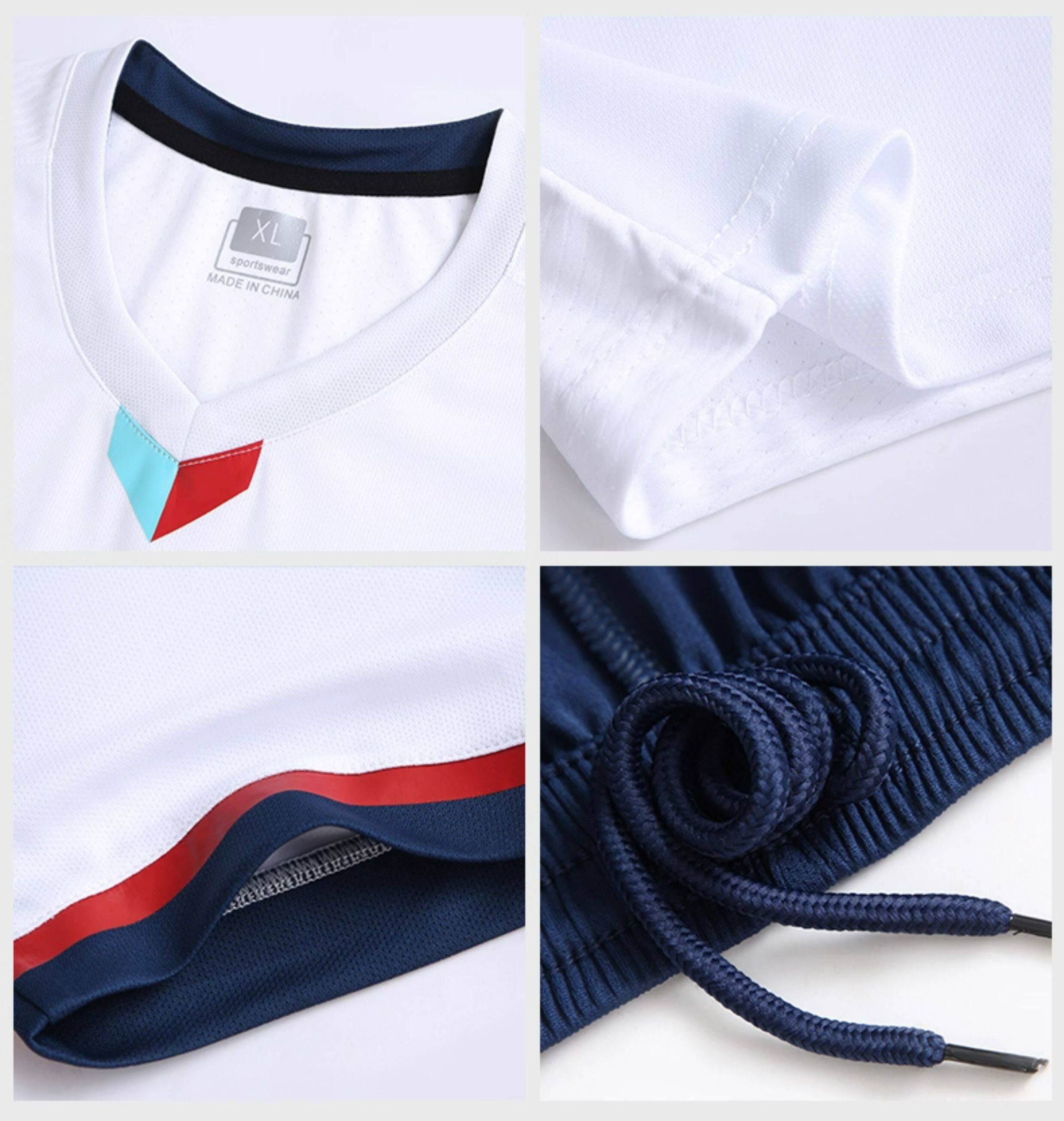 White men's soccer uniform custom training suit team match uniform