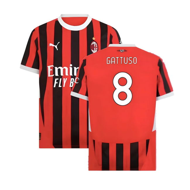 2024-2025 AC Milan Home Shirt (Gattuso 8) Moisture Wicking
