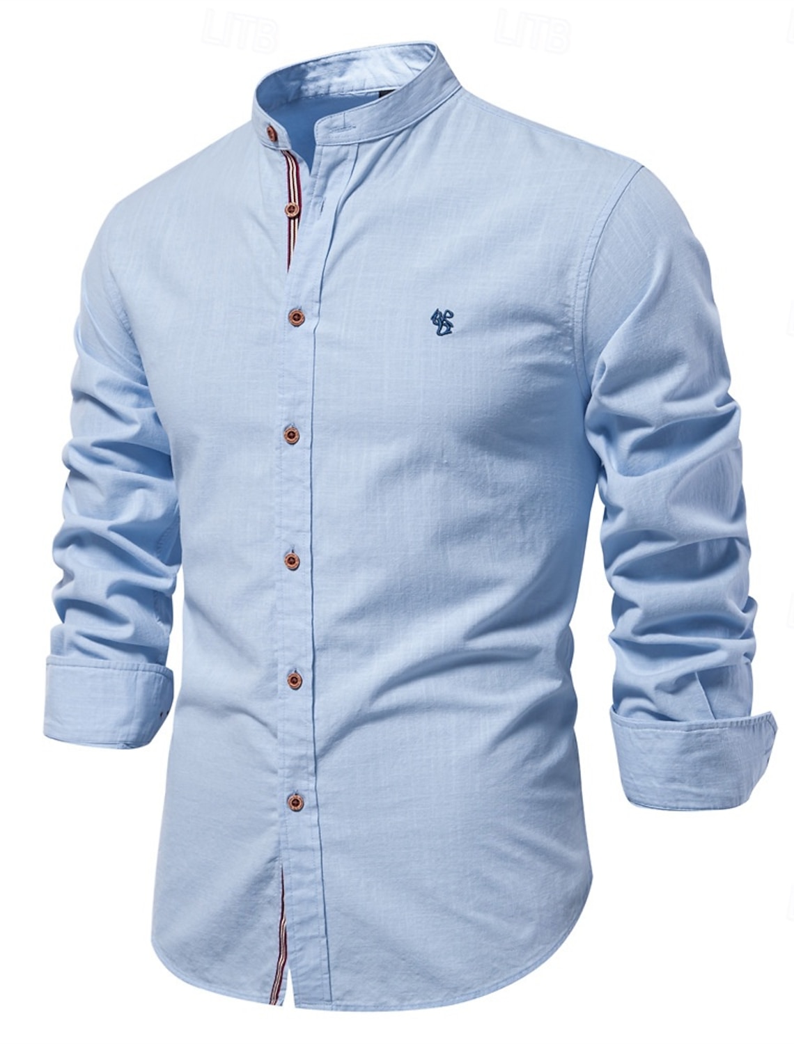 Men's Shirt Linen Shirt Summer Shirt Button Up Shirt Plain Casual Daily Blue Black White Light Green Long Sleeve Collar Spring & Summer Clothing Apparel Embroidered