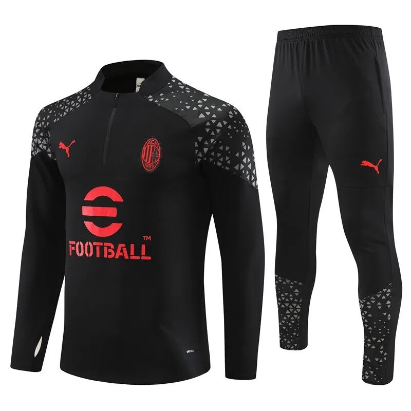 Durable AC Milan 2324 Black Half Zipper Training Tracksuit