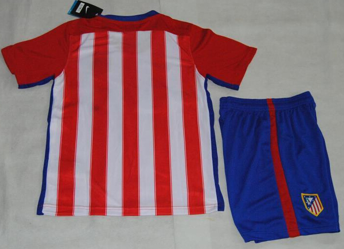 Kids Atletico Madrid 2015-16 Home Soccer KitShirtShorts - Official
