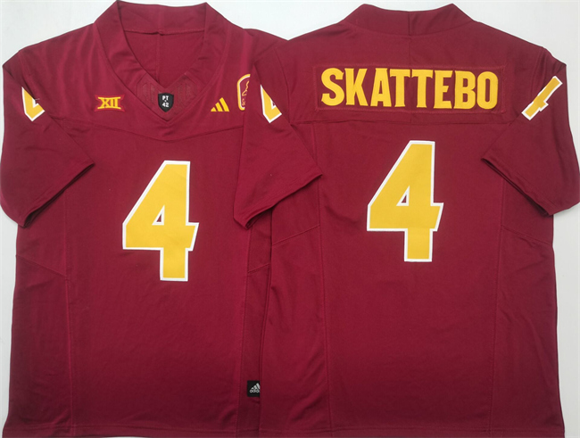 Men's None Red 2025 match worn Cam Skattebo #4 embroidered Jersey