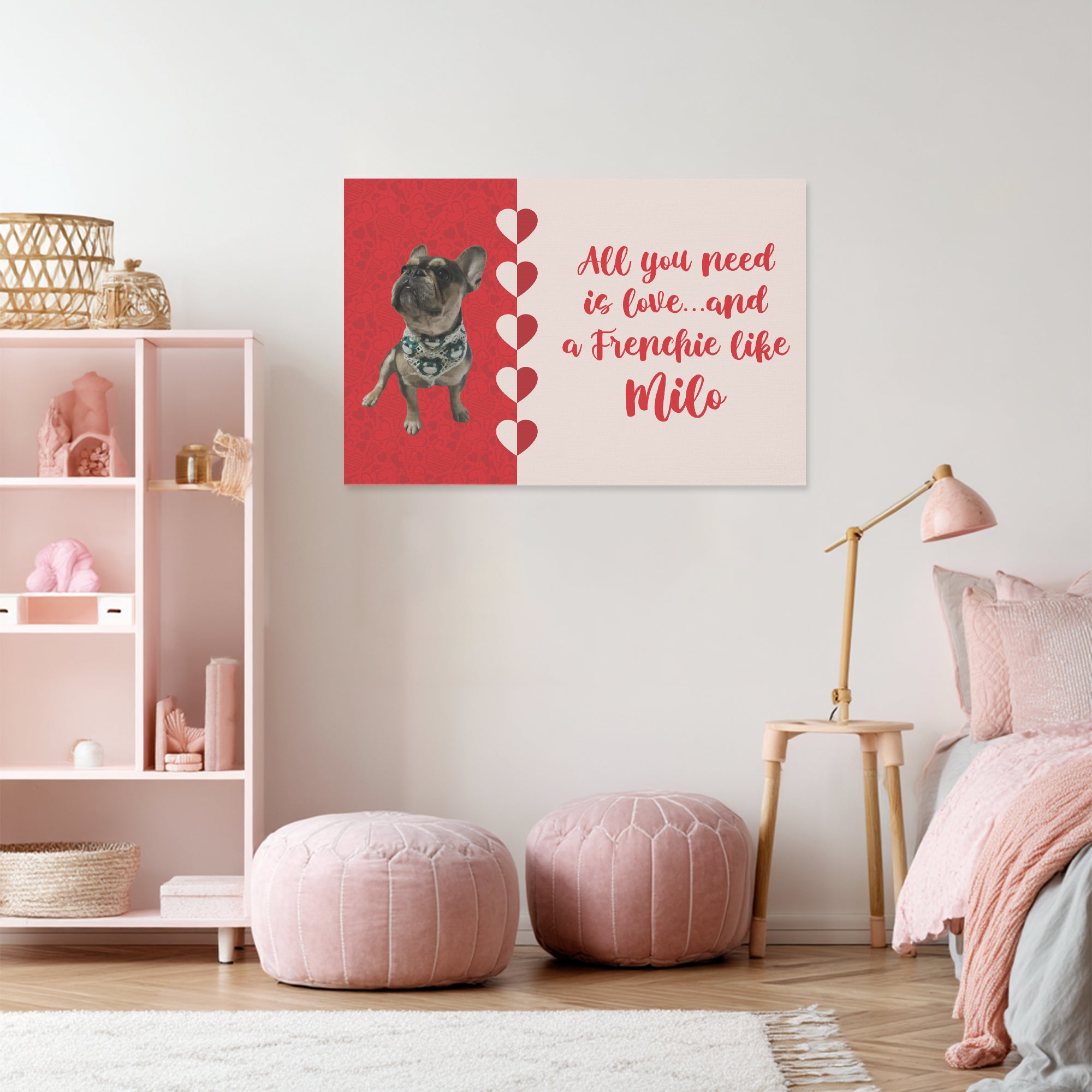 Durable Sapphire - Personalized Adorable Frenchie Canvas Wall Art for...