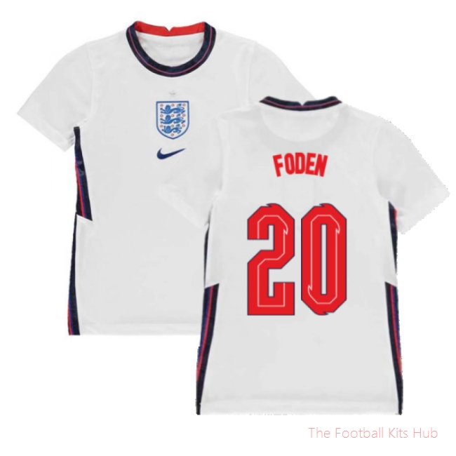 2020-2021 England Home Nike Football Shirt (Kids) (Foden 20)