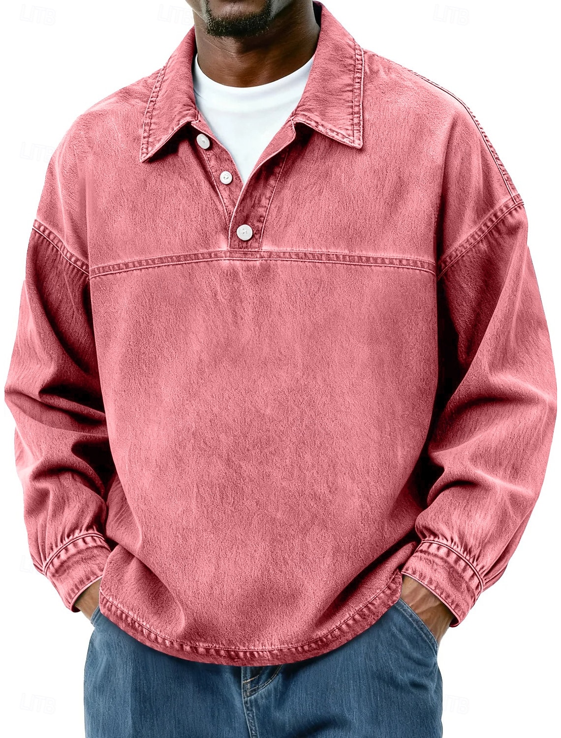 Men's Cotton Polo Shirt Casual Vacation Classic Long Sleeve Fashion