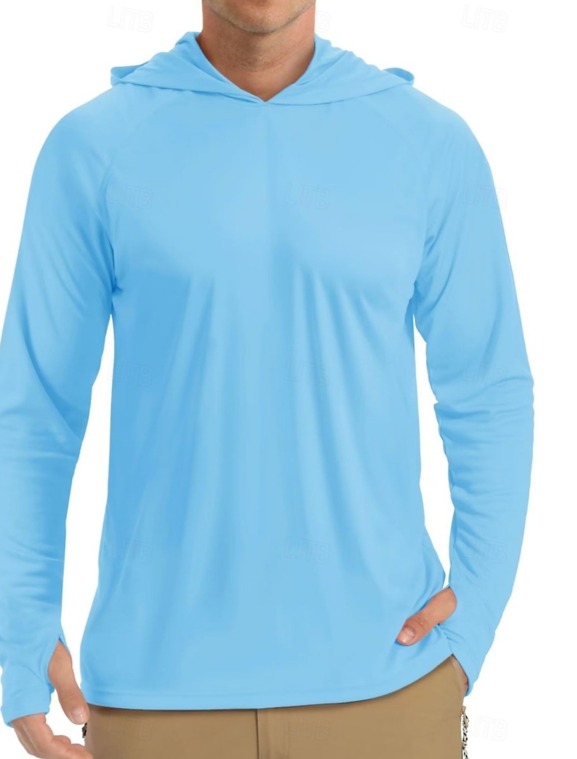 Men's T Shirt Sun Protection T-shirts Hoodie Tee Long Sleeve Hoodie Summer Spring Solid Color Classic Style Hooded Outdoor Sport Fishing Light Blue Dark Blue Top Tee for Men