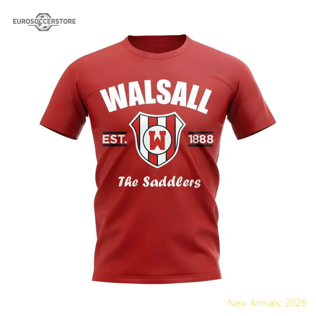 Excellent Walsall Established Football T-shirt (red) - Official Edition