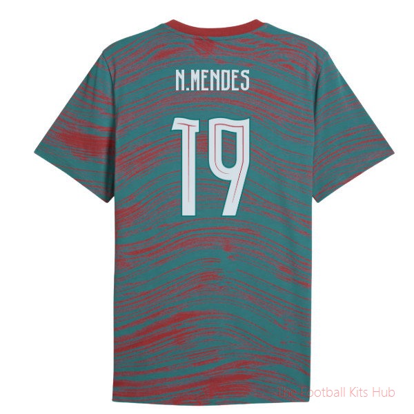 2026-2027 Portugal FtblCulture Tee AOP (Red) (N.Mendes 19)