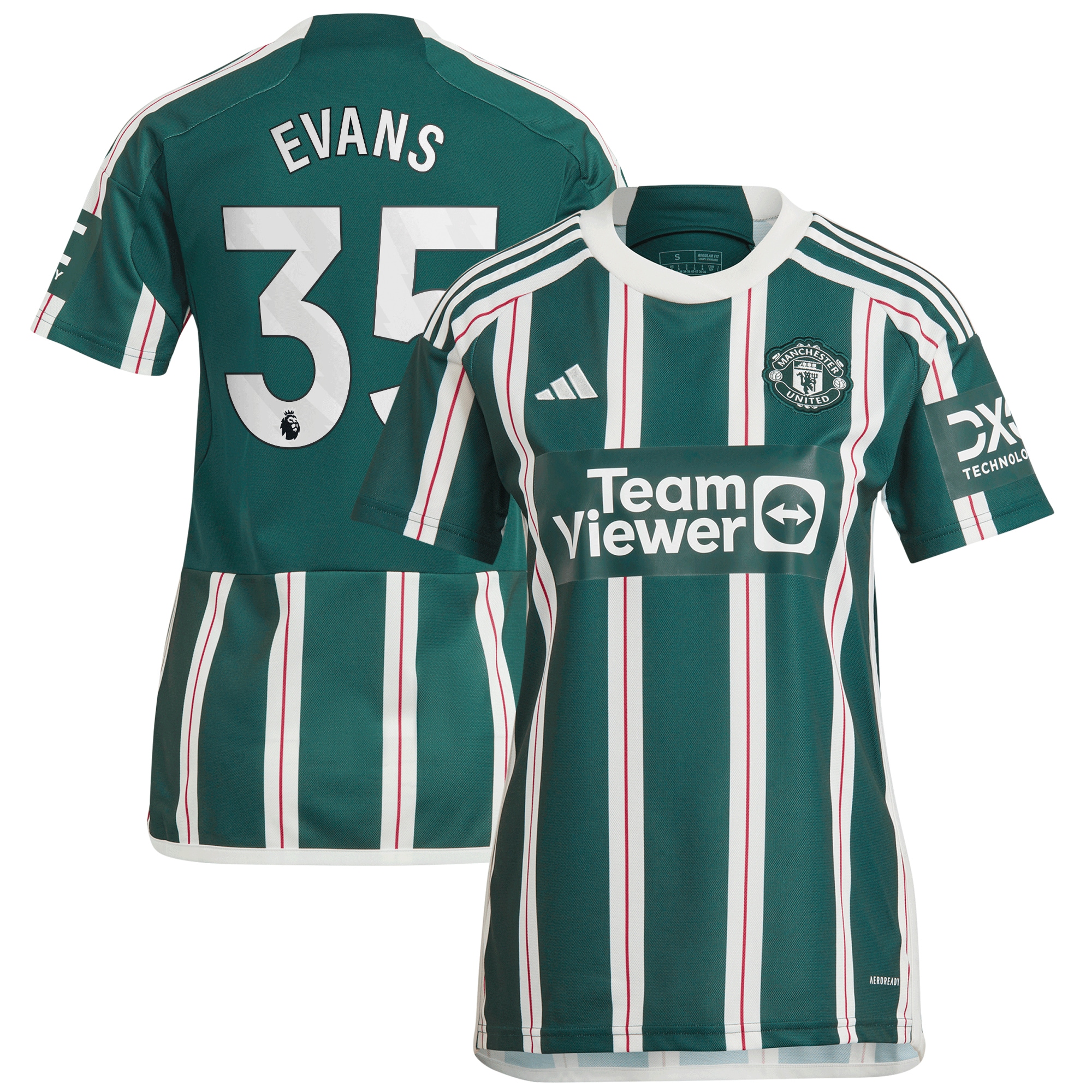 [SJH] Jonny Evans Manchester United Women's 2023/24 Away Replica Player Jersey - Green